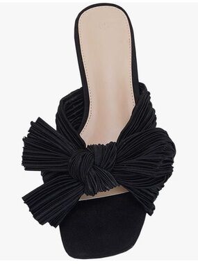 Brand New! Women’s Black Knot Bow Slides (Size: 11)